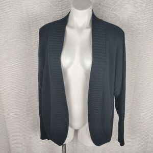 Lane Bryant Black Ribbed Oxford Cardigan Sz 22/24